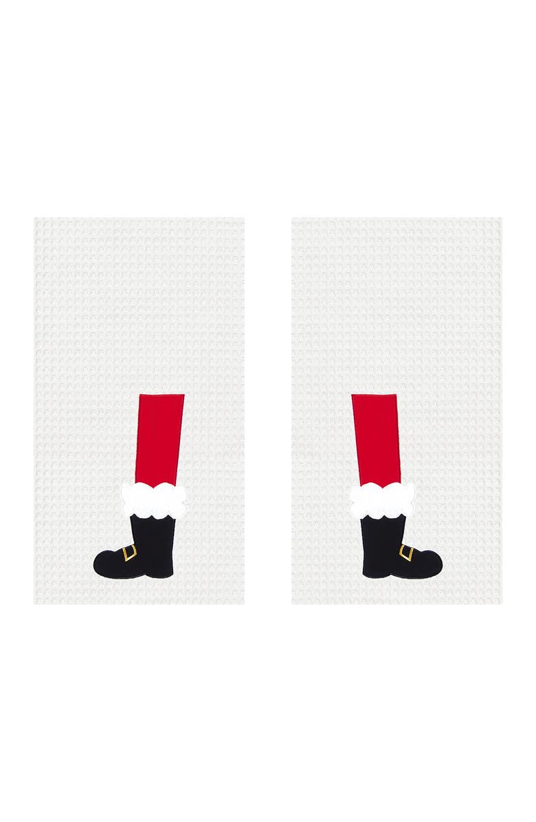 C&F Home Santa Boots Waffle Weave Kitchen Towel Set of 2, Main, color, Red