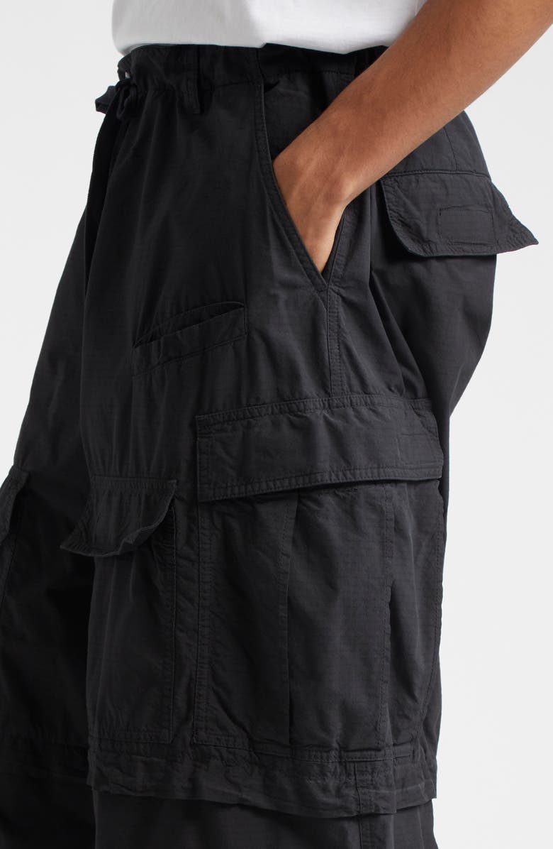 Balenciaga Oversize Cotton Ripstop Convertible Cargo Pants, Alternate, color, 1000 Black