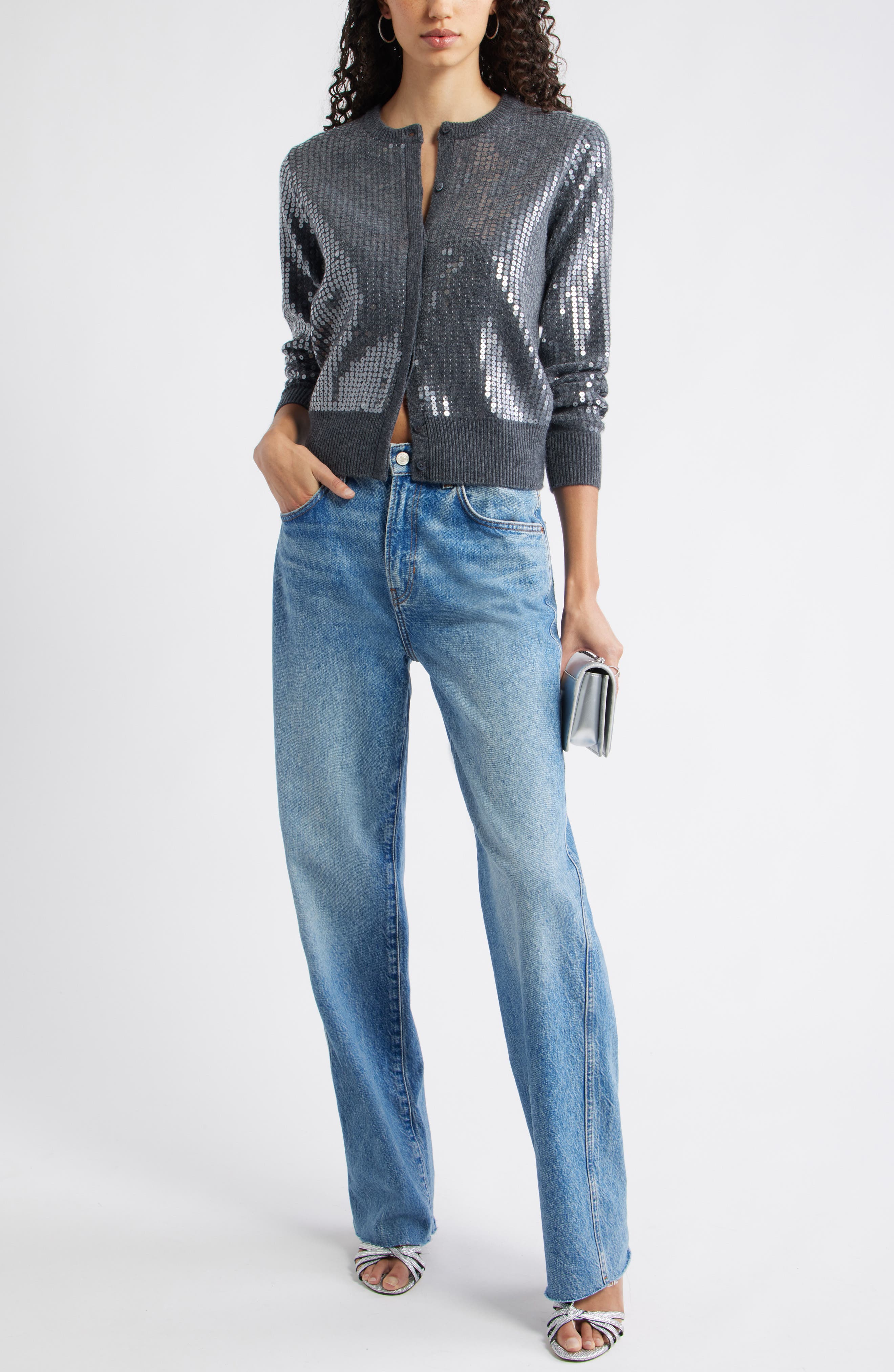 Sequin Wool & Cashmere Cardigan - image 2