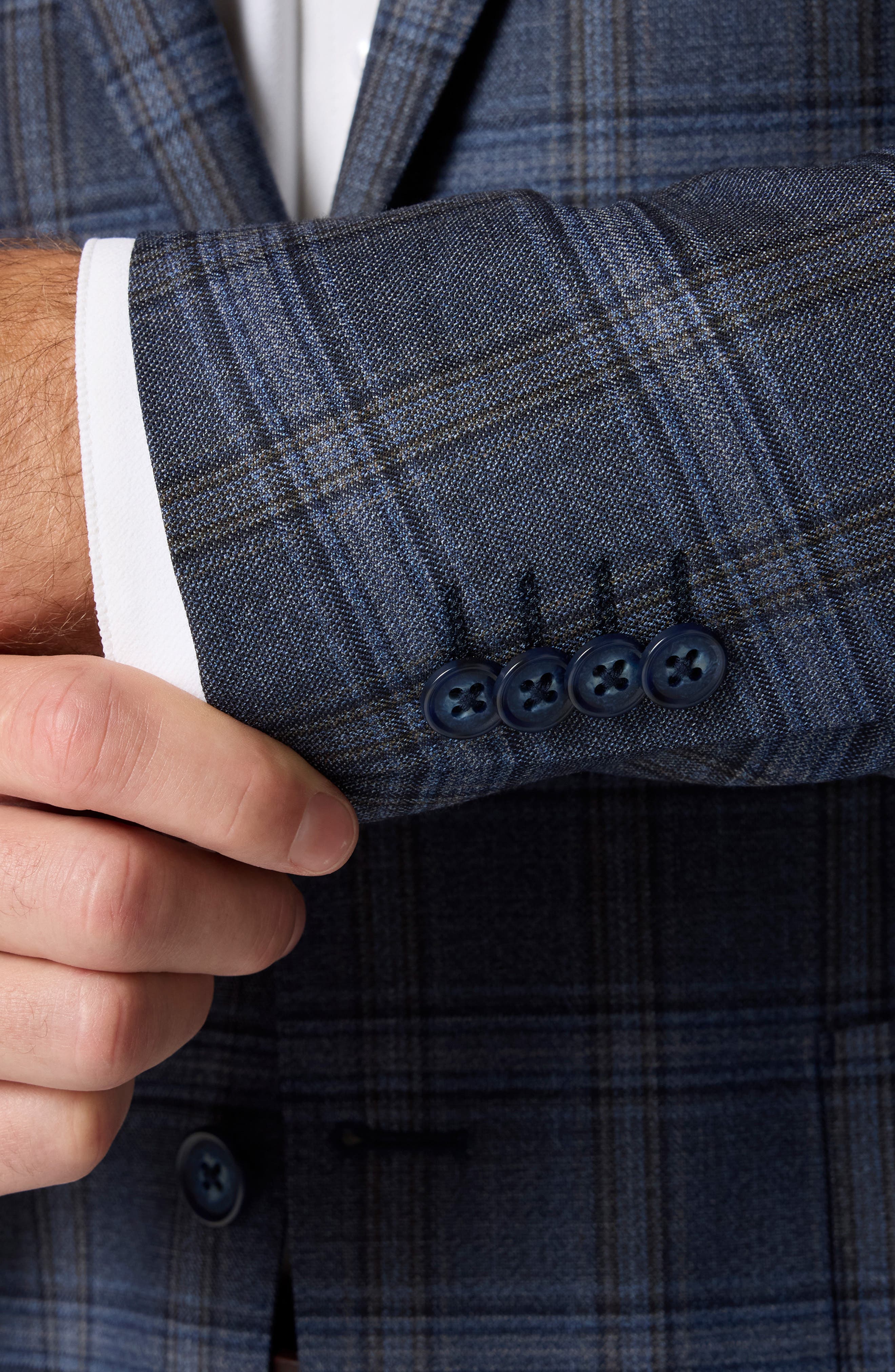 Lavelle Trim Fit Blue Plaid Wool Sport Coat - image 2