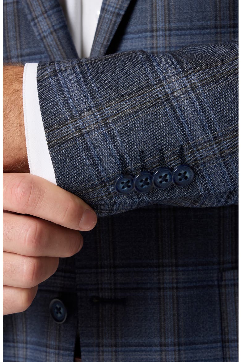 Lavelle Trim Fit Blue Plaid Wool Sport Coat, Alternate, color, NAVY MULTI WINDOWPANE
