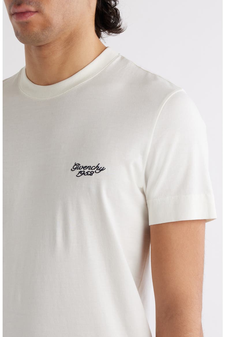 Slim Fit Logo Embroidered T-Shirt, Alternate, color, NATURAL/ BLUE