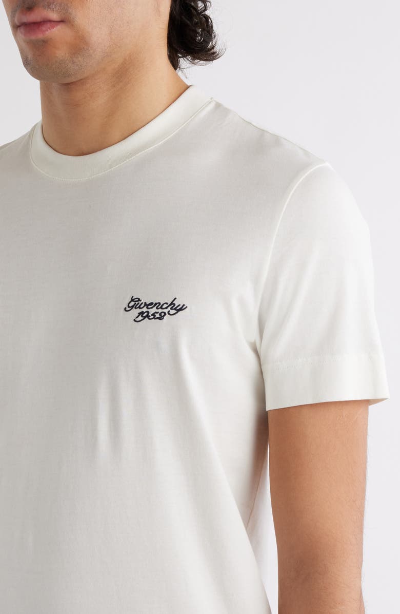 Givenchy Slim Fit Logo Embroidered T-Shirt, Alternate, color, Natural/ Blue