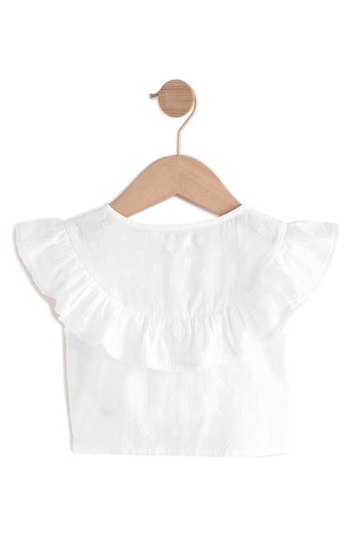 Next Kids' Cotton Ruffled Tie Front Top In White