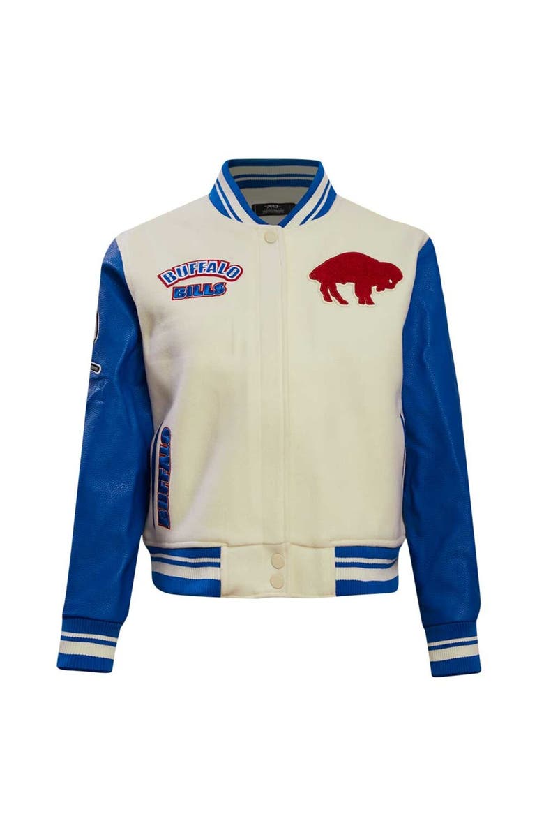 PRO STANDARD Women's Pro Standard  Cream Buffalo Bills Retro Classic Vintage Full-Zip Varsity Jacket, Alternate, color, 