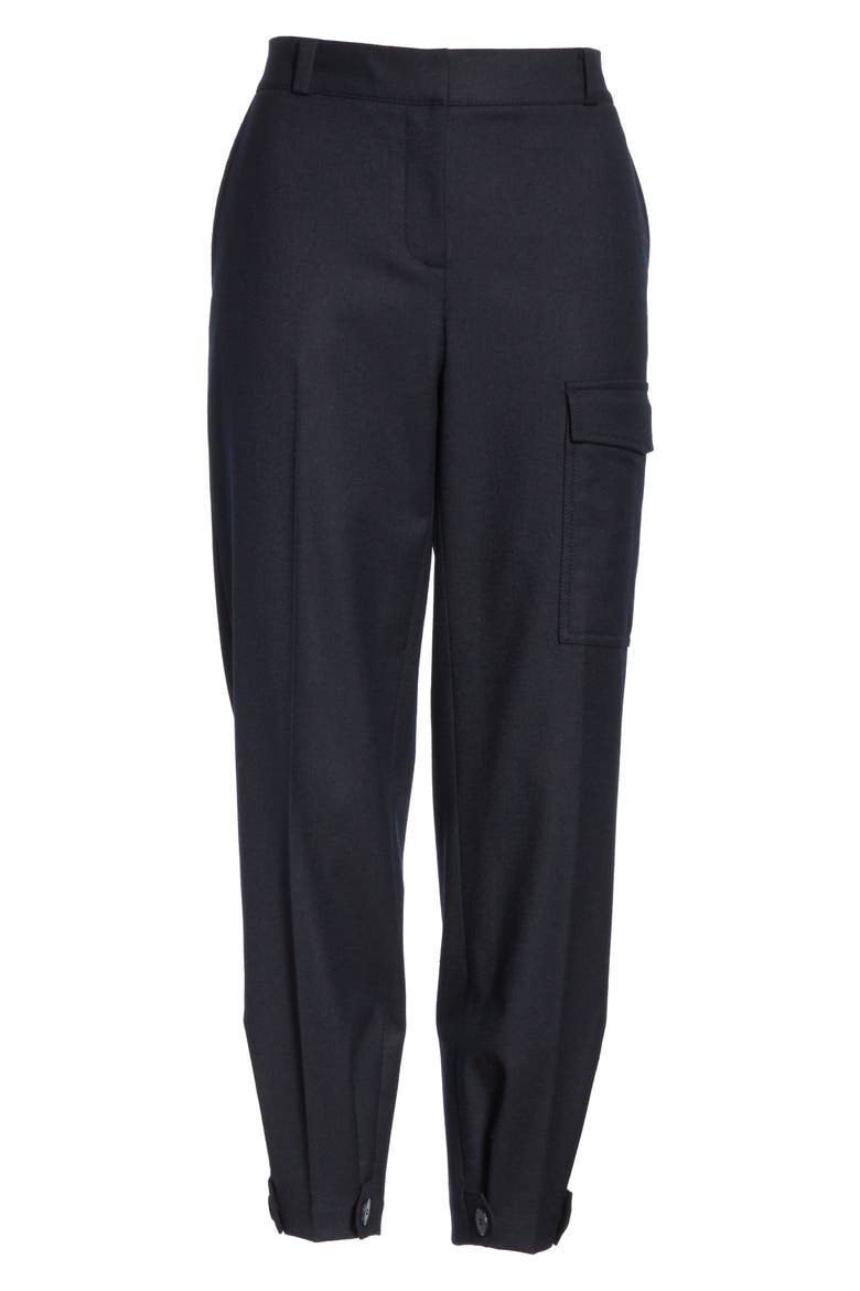 Wool Blend Flannel Button Cuff Pants, Alternate, color, NAVY NIGHT