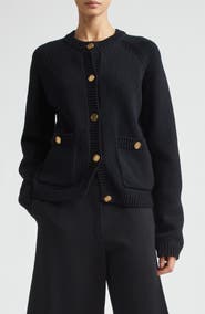 TOTEME Hammered Button Organic Cotton Cardigan