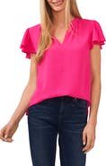 CeCe Flutter Sleeve V-Neck Top