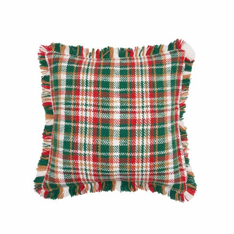 Alpine Plaid with Tassels Cozy Fall Throw Pillow 18" x 18"