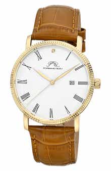 PORSAMO BLEU Veritas 1 Croc Embossed Leather Strap Watch, 40mm