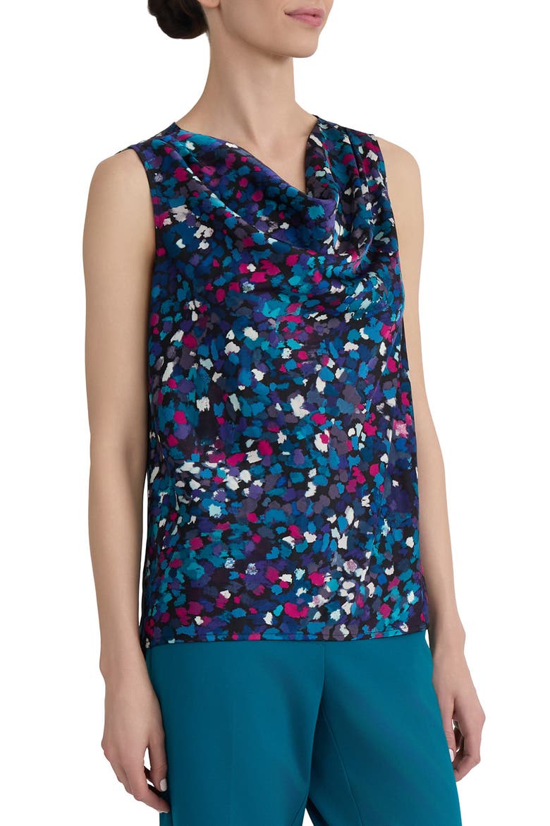 Cowl Neck Sleeveless Top, Alternate, color, BLACK MULTI
