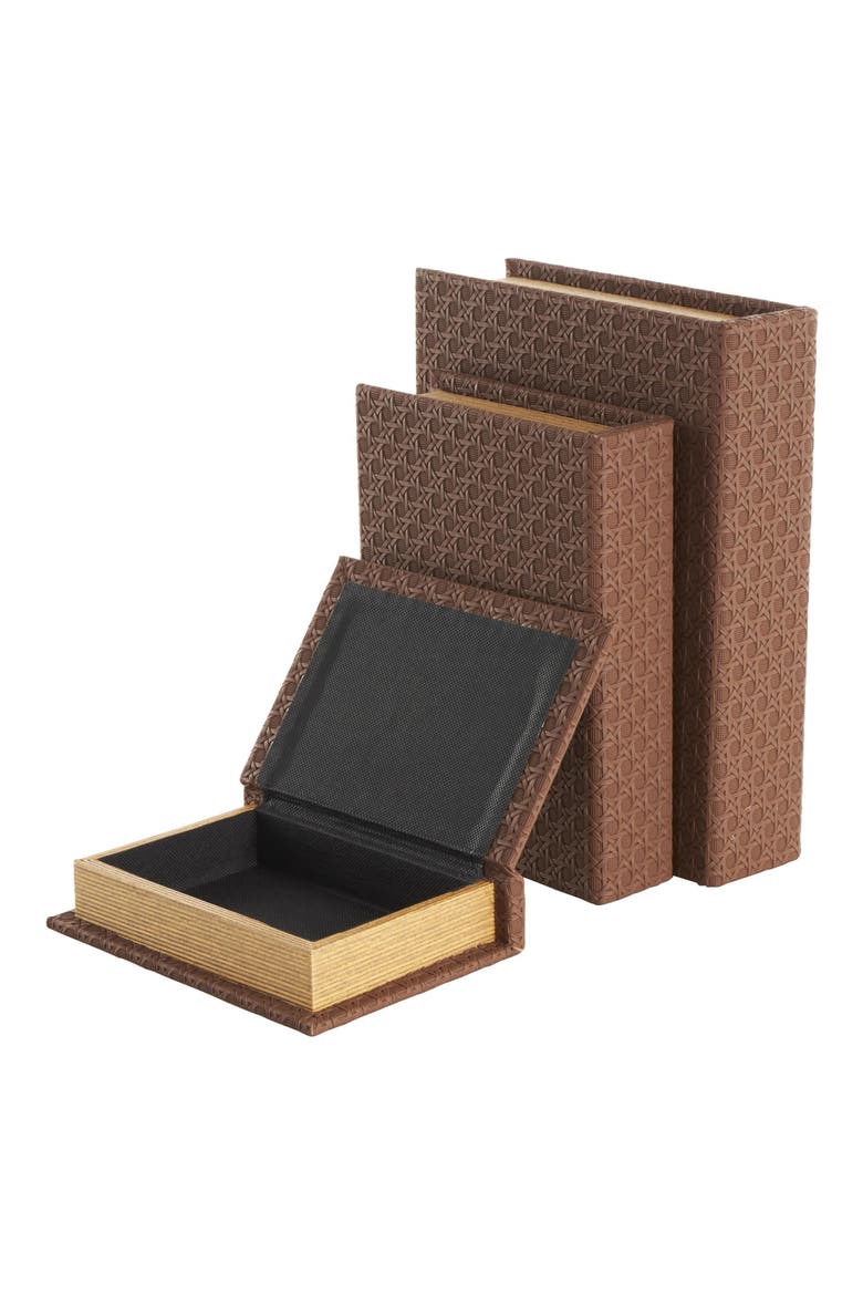 Set of 3 Faux Leather Book Boxes, Alternate, color, NO COLOR