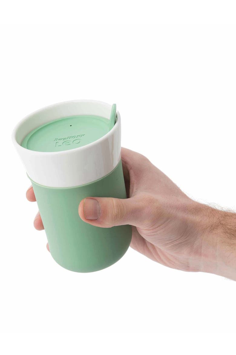 Leo Green Porcelain Travel Mug - Set of 2, Alternate, color, WHITE/ GREEN