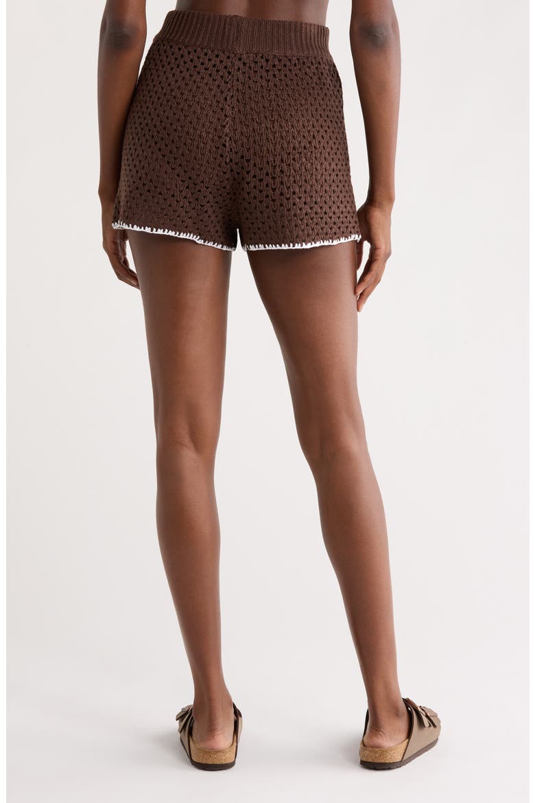 Open Knit Cover-Up Shorts, Alternate, color, BROWN