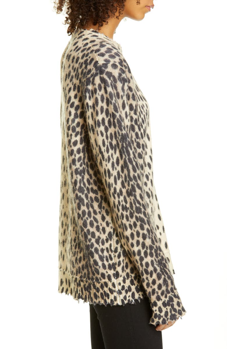 R13 Cheetah Print Distressed Cashmere Sweater, Alternate, color, 