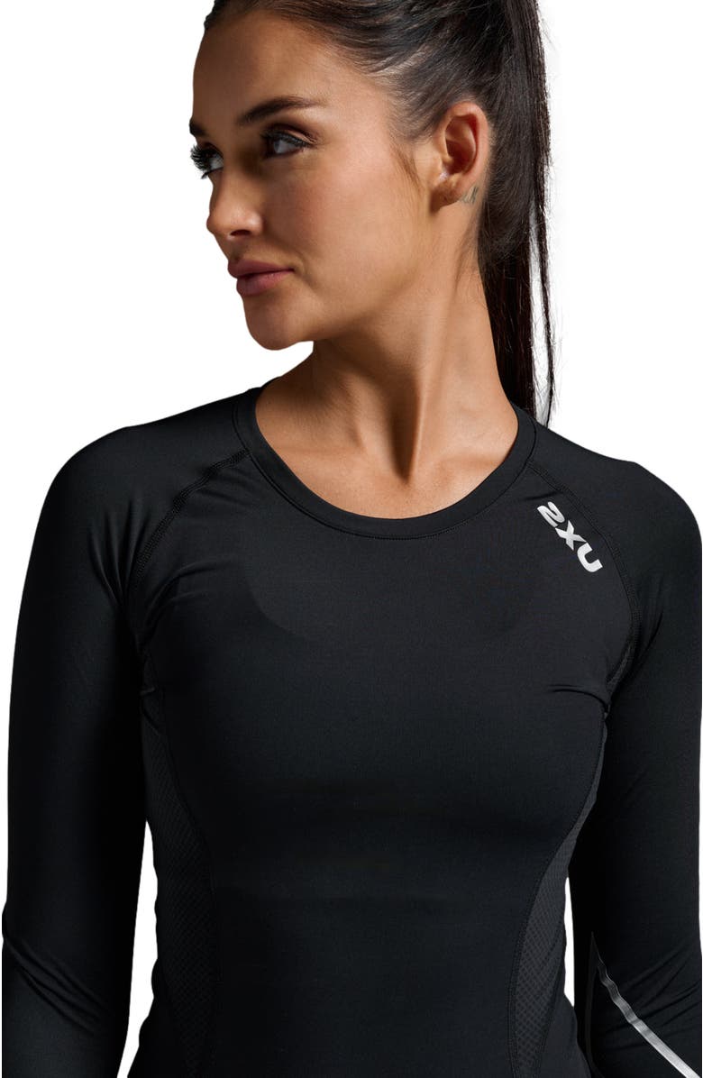 2XU Women
s Core Compression Long Sleeve, Alternate, color, Black/Silver