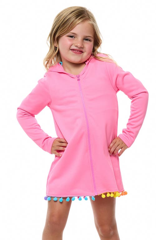 Shop Beach Lingo Kids' Hooded Long Sleeve Cover-up Tunic In Watermelon