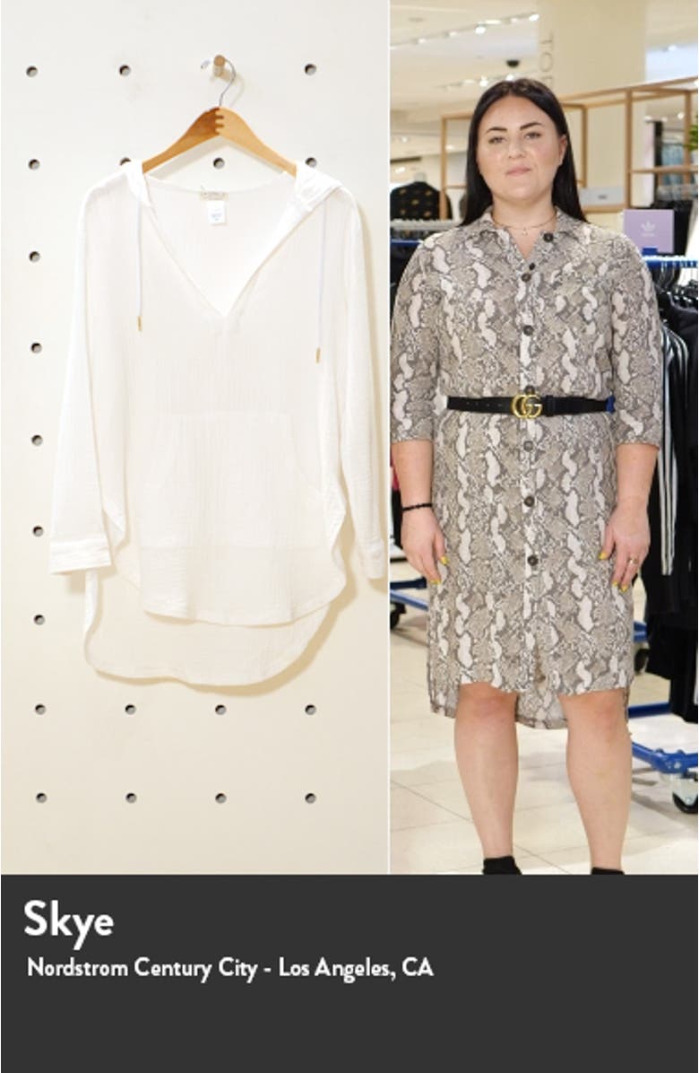 L Space Caswell Long Sleeve Hooded Seersucker Cover-Up, sales video thumbnail