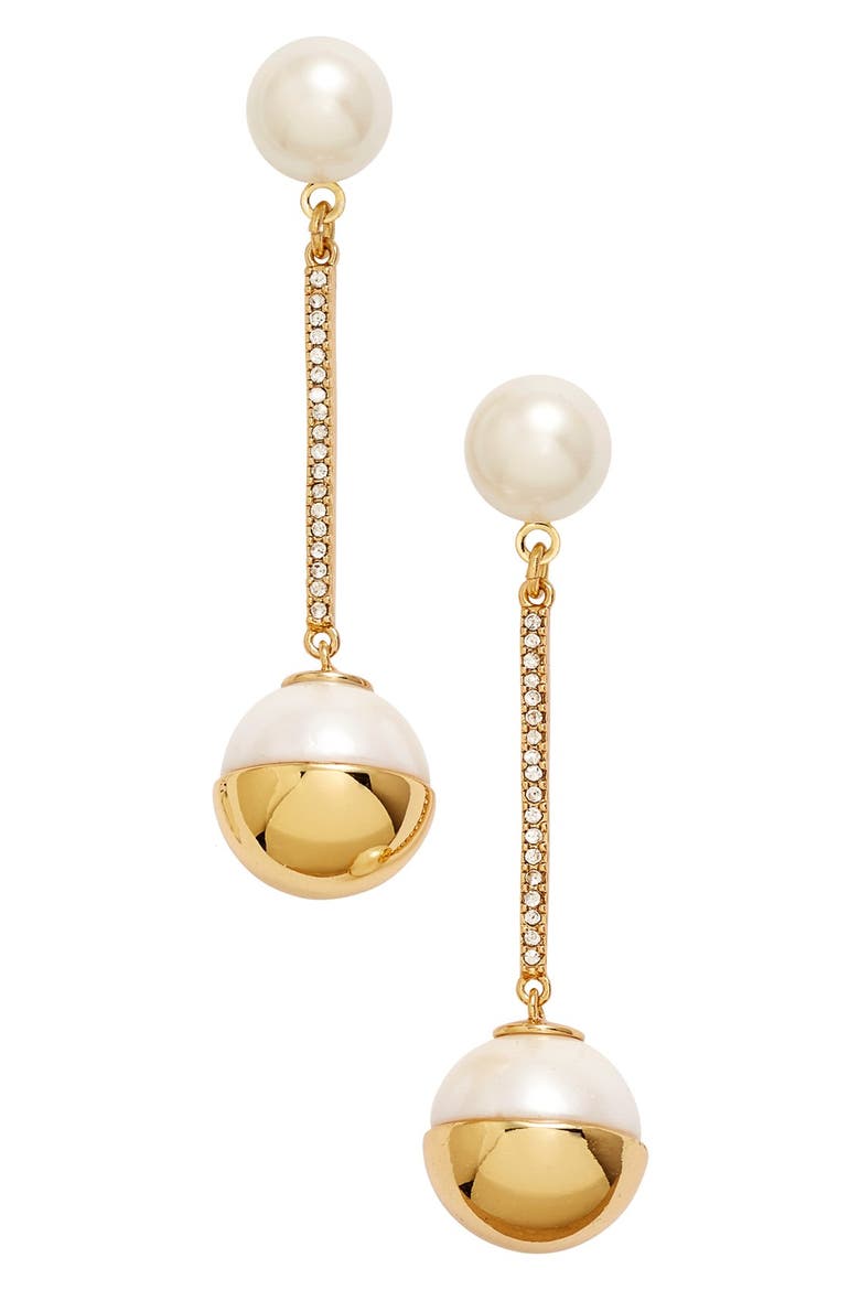 'bits & baubles' faux pearl drop earrings, Main, color, CREAM