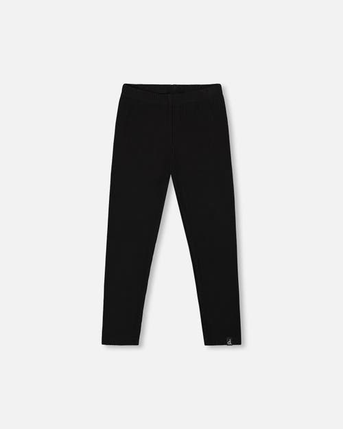 Deux Par Deux Girls' Ribbed Leggings - Big Kid In Black