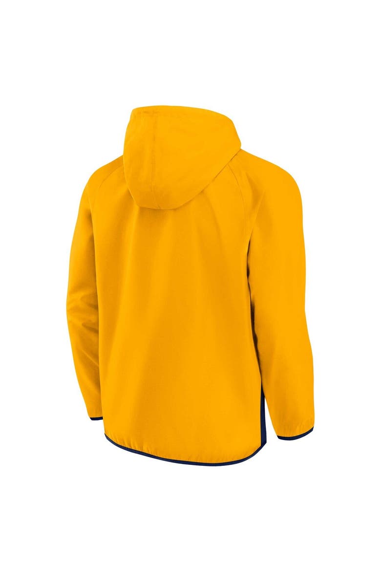 Men's Fanatics Branded Gold/Navy Nashville Predators Backhand Shooter Defender Anorak Raglan Hoodie Quarter-Zip Jacket, Alternate, color, Gold