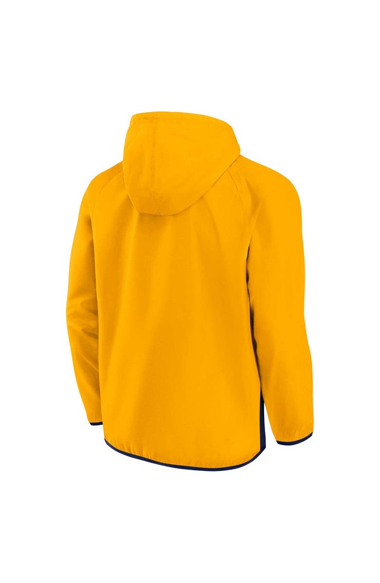 FANATICS Men's Fanatics Branded Gold/Navy Nashville Predators Backhand Shooter Defender Anorak Raglan Hoodie Quarter-Zip Jacket, Alternate, color, 