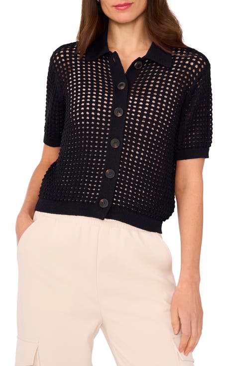 Openwork Short Sleeve Cardigan