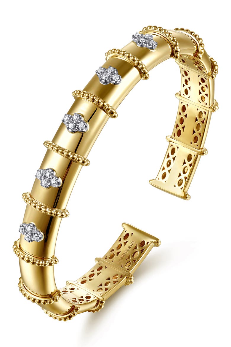 Bujuka 14k Gold Diamond Cuff Bracelet, Alternate, color, 14K YELLOW/ WHITE GOLD