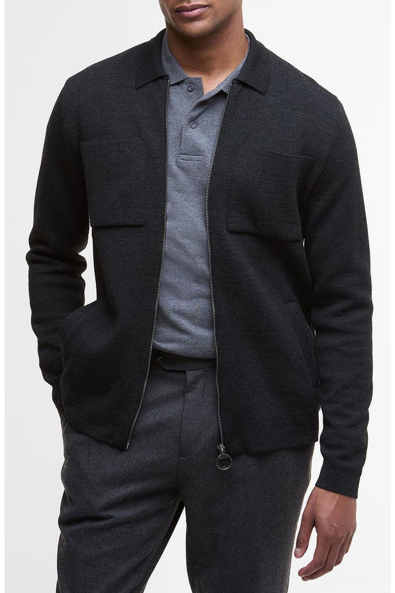 Croscombe Cotton & Merino Wool Blend Zip Cardigan, Main, color, CHARCOAL MARL