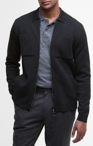 Barbour Croscombe Cotton & Merino Wool Blend Zip Cardigan