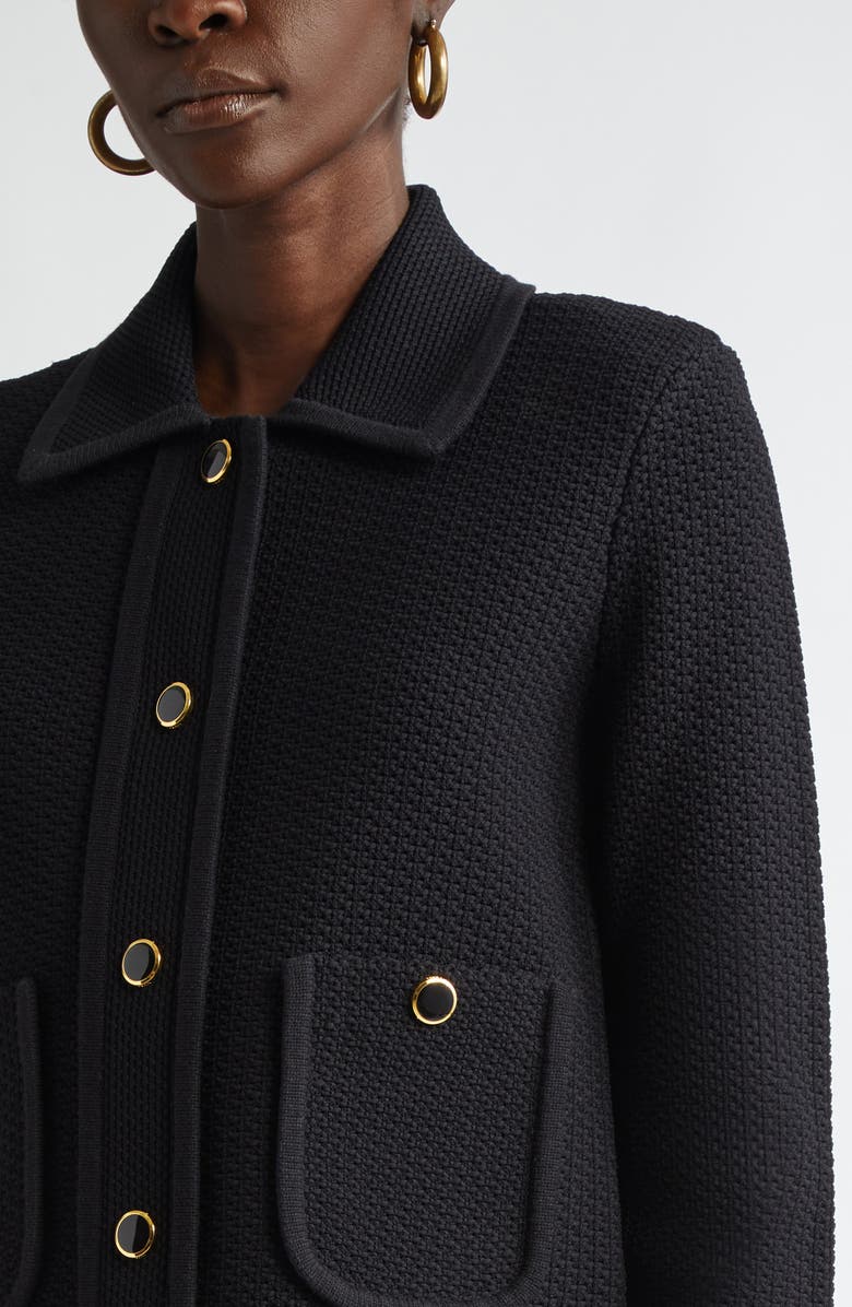 ST. JOHN Mixed Texture Knit Crop Jacket, Alternate, color,