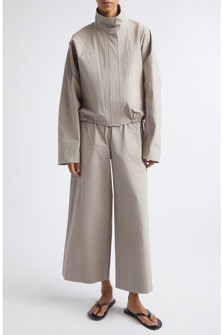 Technical Wide Leg Organic Cotton Blend Pants, Alternate, color, GREY STONE