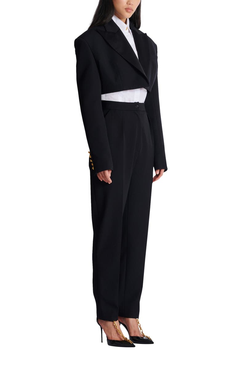 Balmain Cropped grain de poudre jacket, Main, color, Black