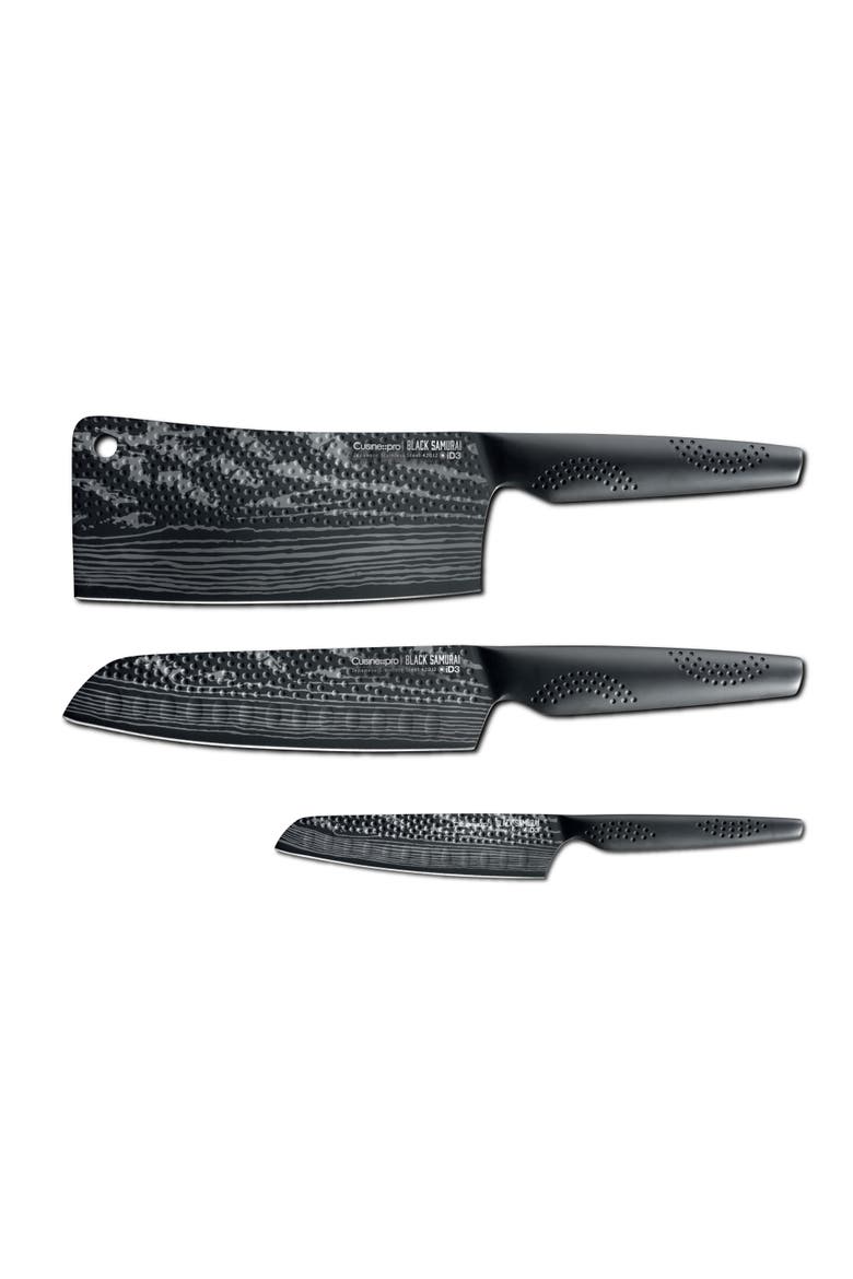 iD3® BLACK SAMURAI  Ultimate Knife Set Of 3, Main, color, Black