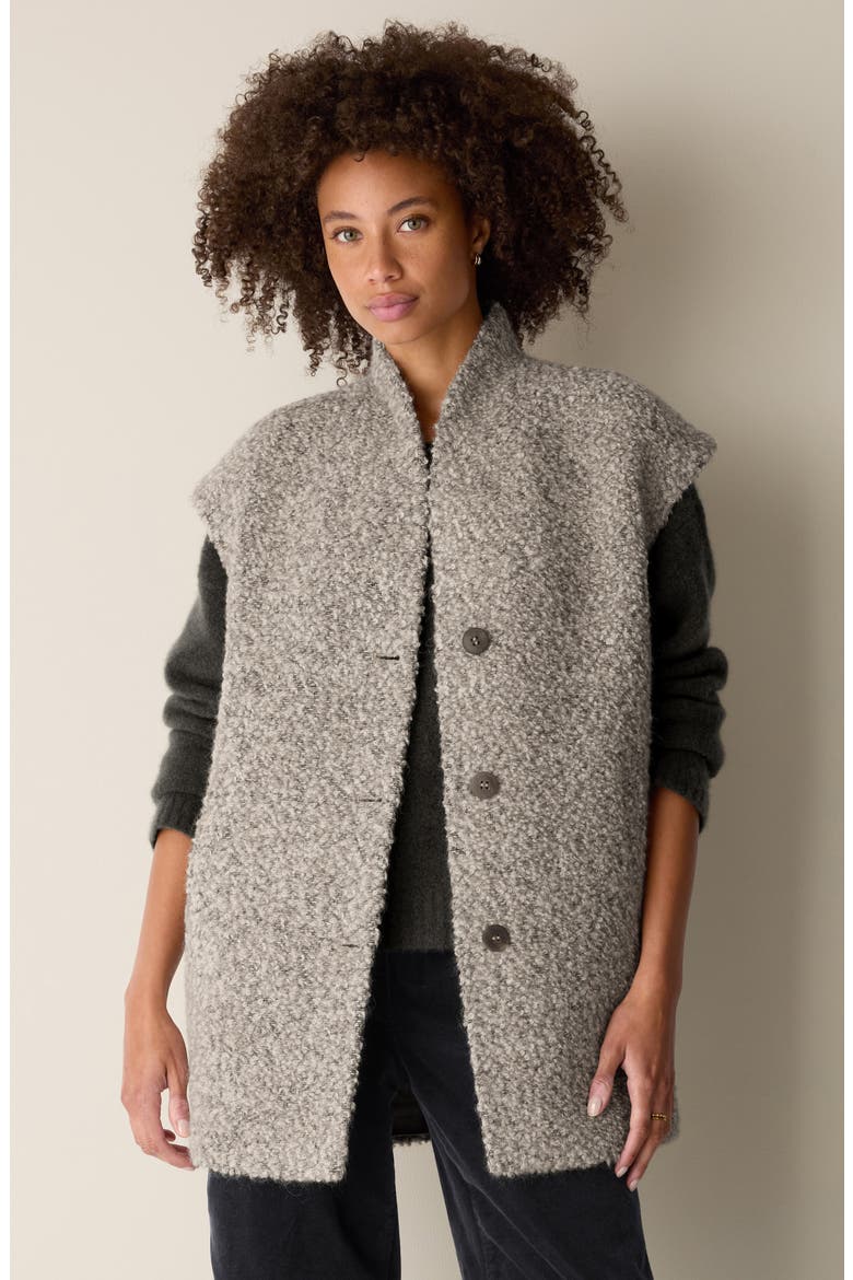 High Collar Alpaca and Wool Vest, Alternate, color, TWINE