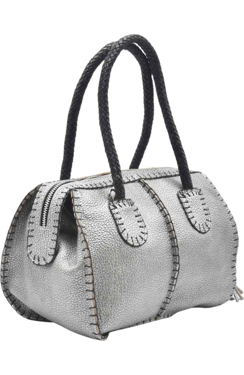 Carlos Falchi Mini Barrel Top Grain Leather Bag, Alternate, color, Roman Chrome