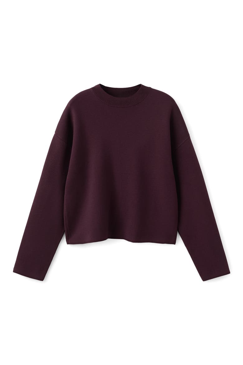 Structured Crewneck Sweater, Alternate, color, WINE