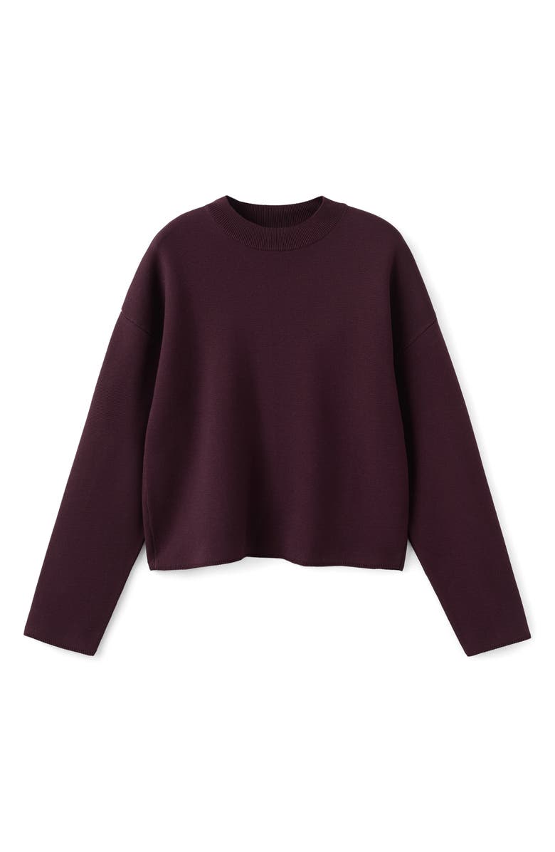MANGO Structured Crewneck Sweater, Alternate, color, Wine