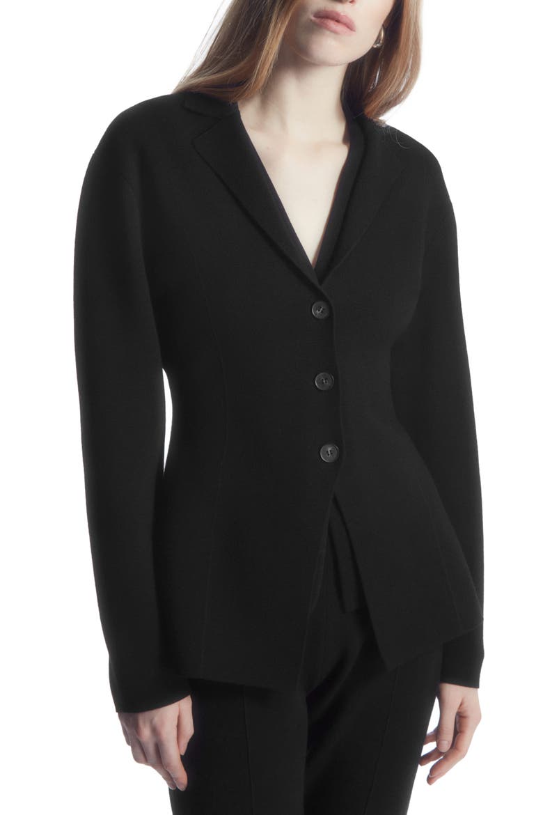Wool Sweater Blazer, Main, color, BLACK DARK