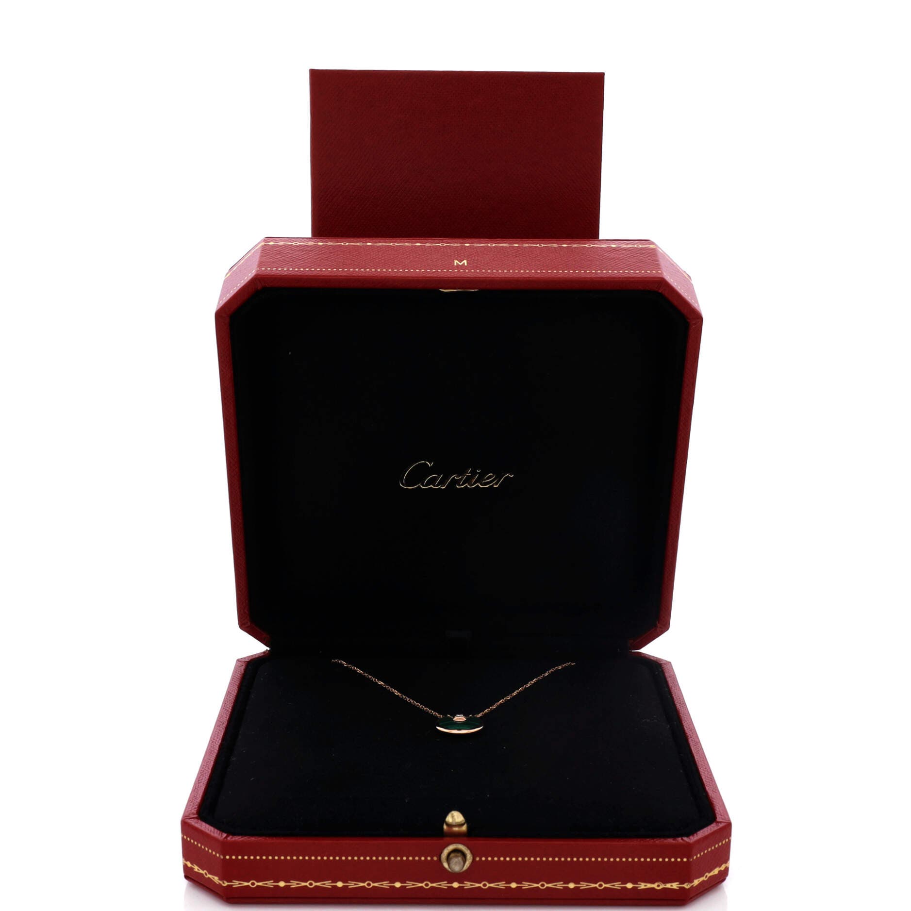 Amulette de Cartier Pendant Necklace 18K Rose Gold with Malachite and Diamond XS, Alternate, color, Metallic Gold