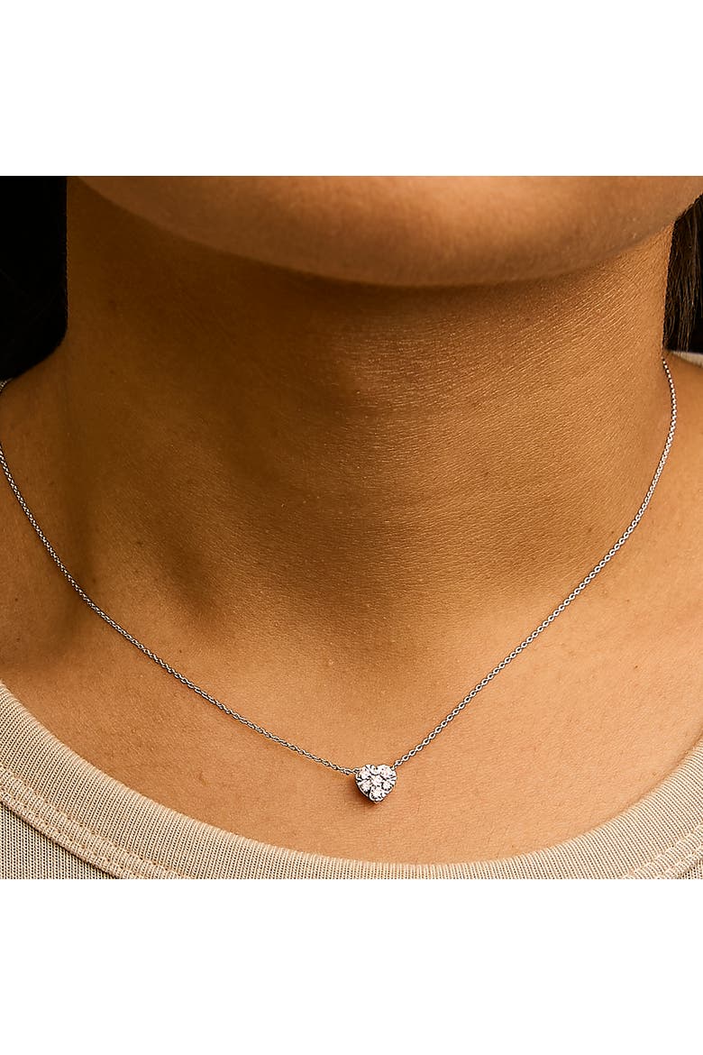 14K White Gold 1/4 Cttw Diamond Composite Heart Pendant Necklace, Alternate, color, White
