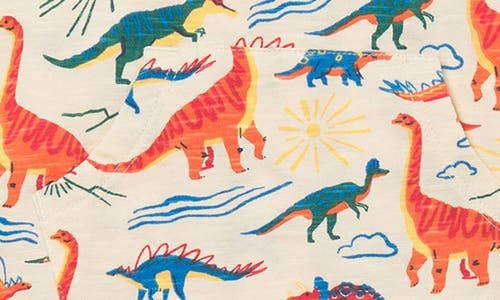 Hatley Dino Print Cotton Romper In White Smoke