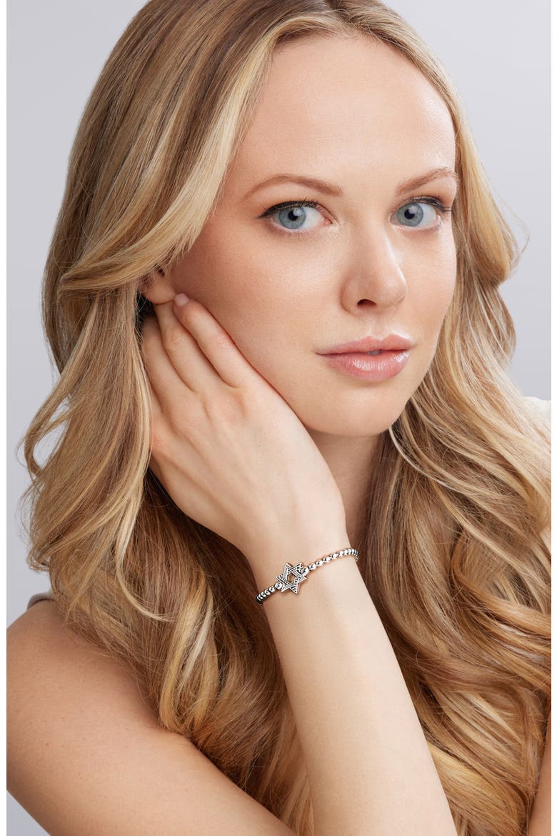 Signature Caviar Star of David Stretch Bracelet, Alternate, color, SILVER