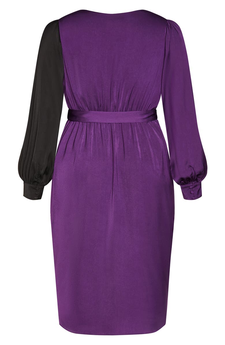 City Chic Brielle Colorblock Long Sleeve Dress, Alternate, color, 