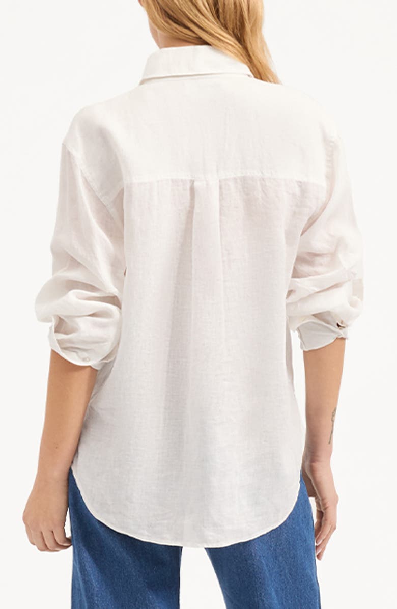 Veronica Beard Gil Linen Button-Up Shirt, Alternate, color, Off White
