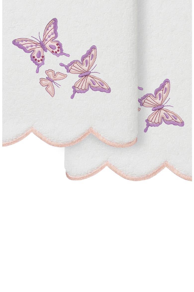 2-Piece Brittney Embroidered Turkish Cotton Hand Towel Set, Alternate, color, WHITE/ PINK