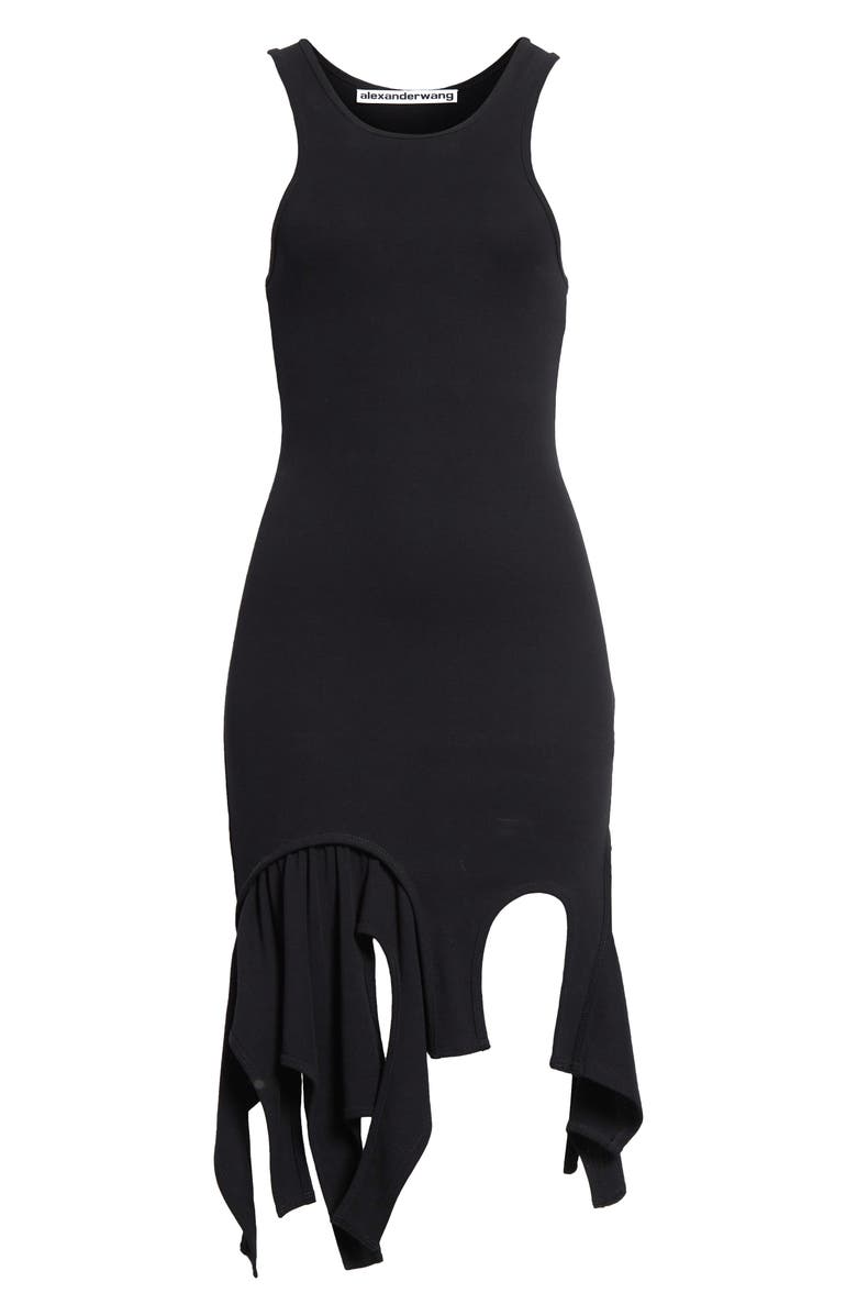Alexander Wang Deconstructed Rib Cotton Tank Minidress, Alternate, color, Black
