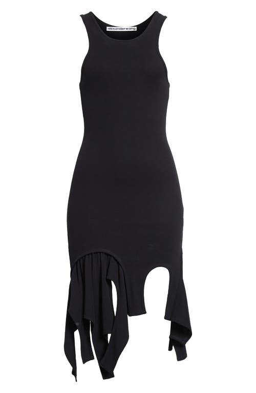 Alexander Wang Deconstructed Rib Cotton Tank Minidress In Black