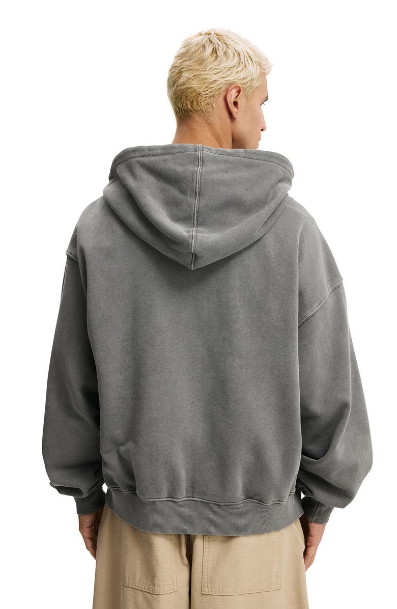 Cotton On Men's Cropped Zip Up Hoodie, Alternate, color, Slate Stone Wash