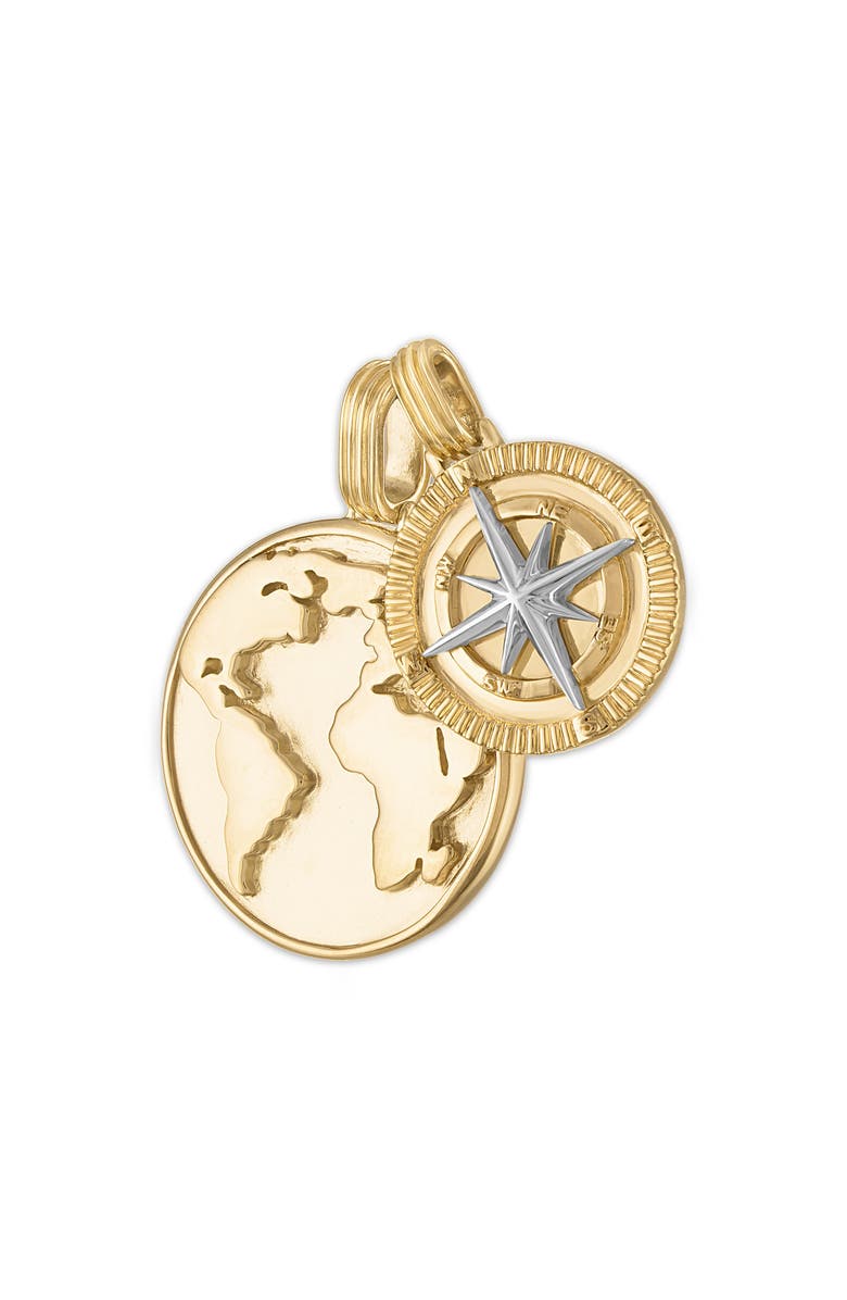 Esquire Men's Set of 2 14K Gold Plated Sterling Silver Compass & Globe Pendants, Alternate, color,